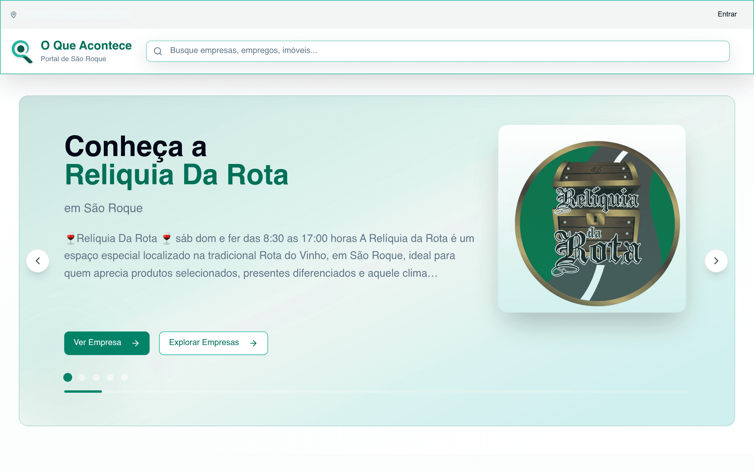Captura de tela do site O Que Acontece