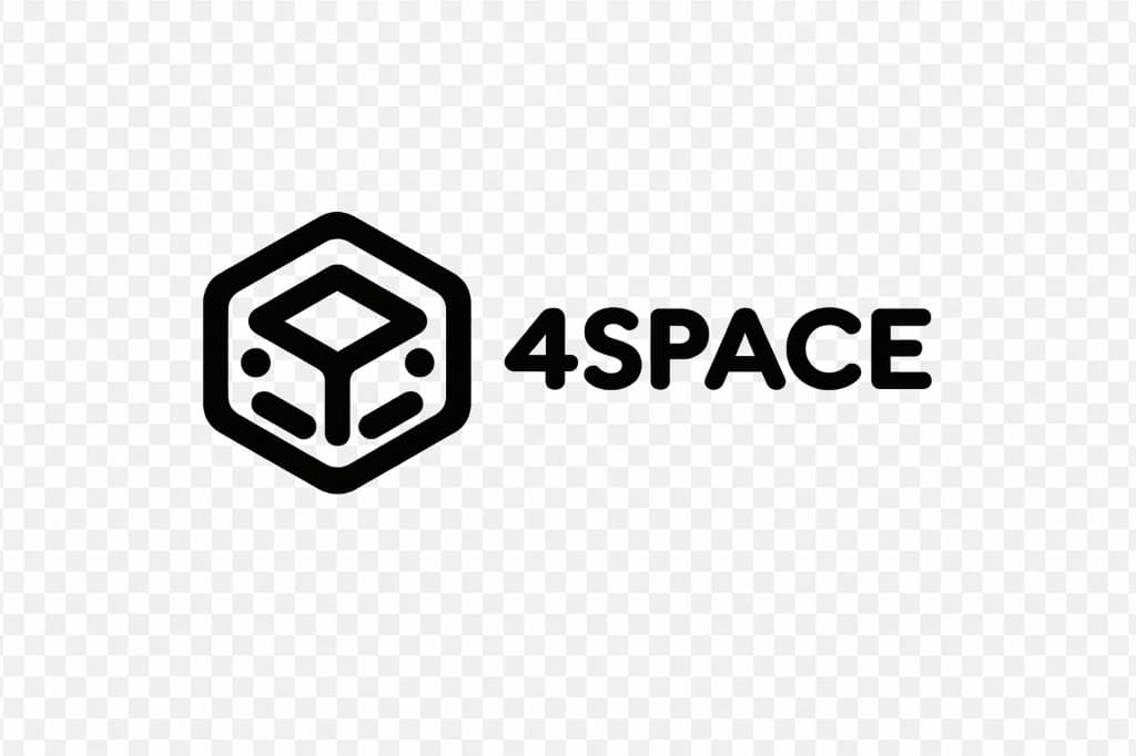 4Space lockup horizontal em preto: ícone à esquerda e wordmark 4SPACE