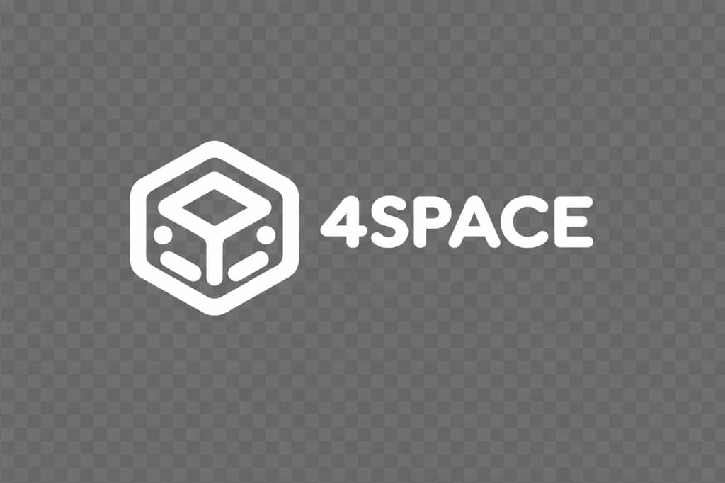 4Space lockup horizontal em branco: ícone à esquerda e wordmark 4SPACE
