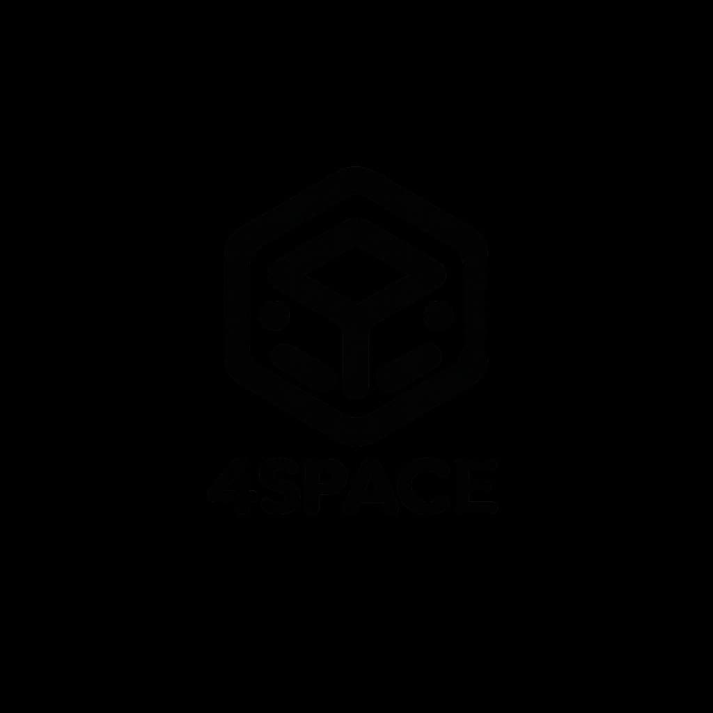 4Space símbolo isolado em preto (hexágono com cubo isométrico)