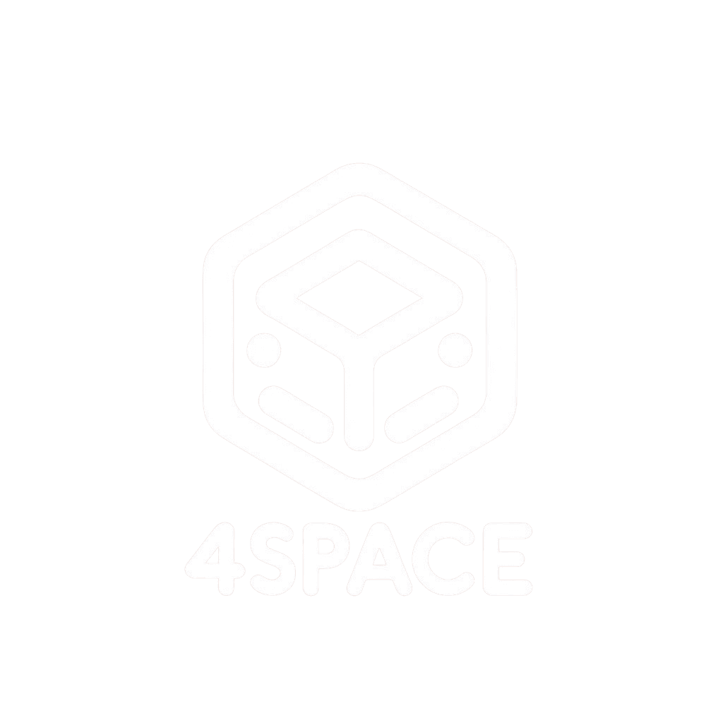 4Space lockup vertical em branco: ícone hexagonal e wordmark 4SPACE